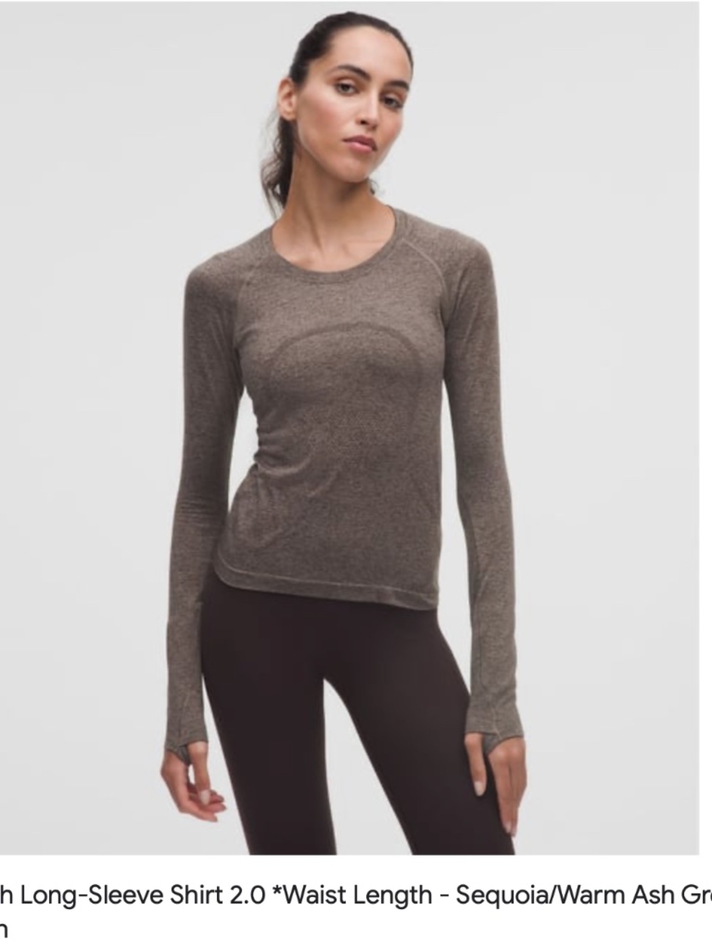 Lululemon Swiftly Tech Long-Sleeve Shirt 2.0 *Waist Length - Sequoia/Warm Ash 6 - Picture 12 of 12